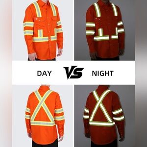 2pk Flame Resistant High Visibility Long Sleeve Button Down Mens Workwear Small